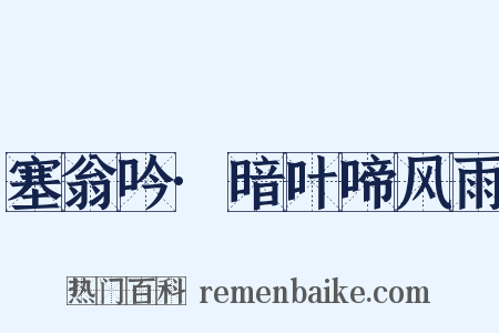 塞翁吟·暗叶啼风雨是什么意思的图片